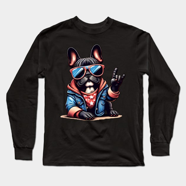 Funny French Bulldog with Sunglasses Long Sleeve T-Shirt by CreativeSparkzz